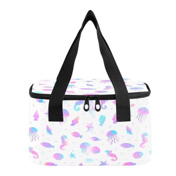 6L Insulated Lunch Bag Square Handheld Cooler Tote Underwater Fantasy Pattern Reusable Thermal Bag with Polyester & Aluminum Lining for Work Picnic Travel