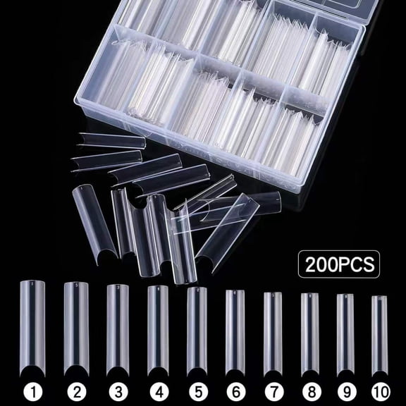 Vruelia 50% off 200 Ct XXL Long Straight Square Shape Tips for Acrylic False Nail with Box (Clear)