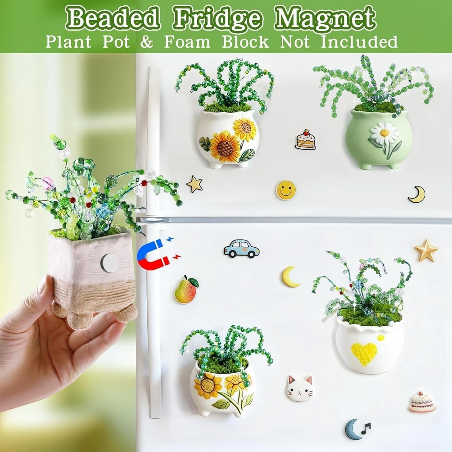 5500 PCS Beaded Plant Kit Resin Beads - Leaf & Flower for DIY Crafts & Jewelry Making, Forever Plant Decor