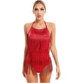 thumbnail image 3 of inhzoy Women's Tassel Fringes Bodysuit Dance Leotard Performance Show Stage Wear, 3 of 3