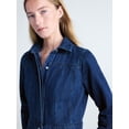 thumbnail image 4 of Free Assembly Women's and Women's Plus Denim Mini Shirtdress with Long Sleeves, Sizes XS-4X, 4 of 4