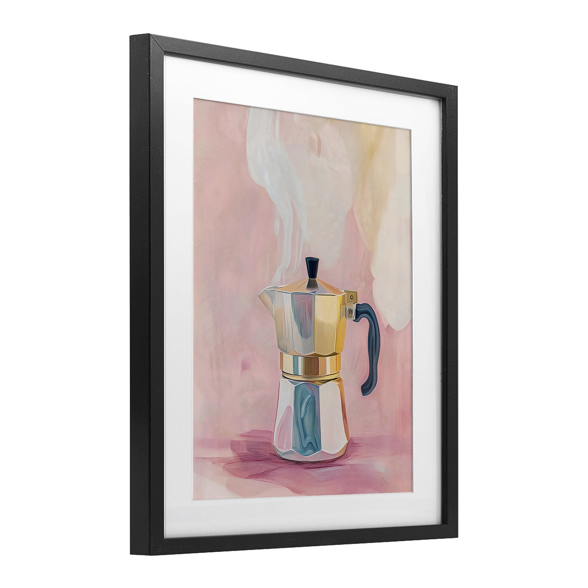 Stupell Industries Vintage Coffee Maker on Pink Black Framed Print Under Glass, design by The Prints Vibe