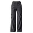 thumbnail image 6 of Corduroy Wide Leg Cargo Sweatpants for Women Elastic Waist Sweatpants Casual Solid Color Pockets Long Pants Workout Lounge Trousers with Pockets, 6 of 7