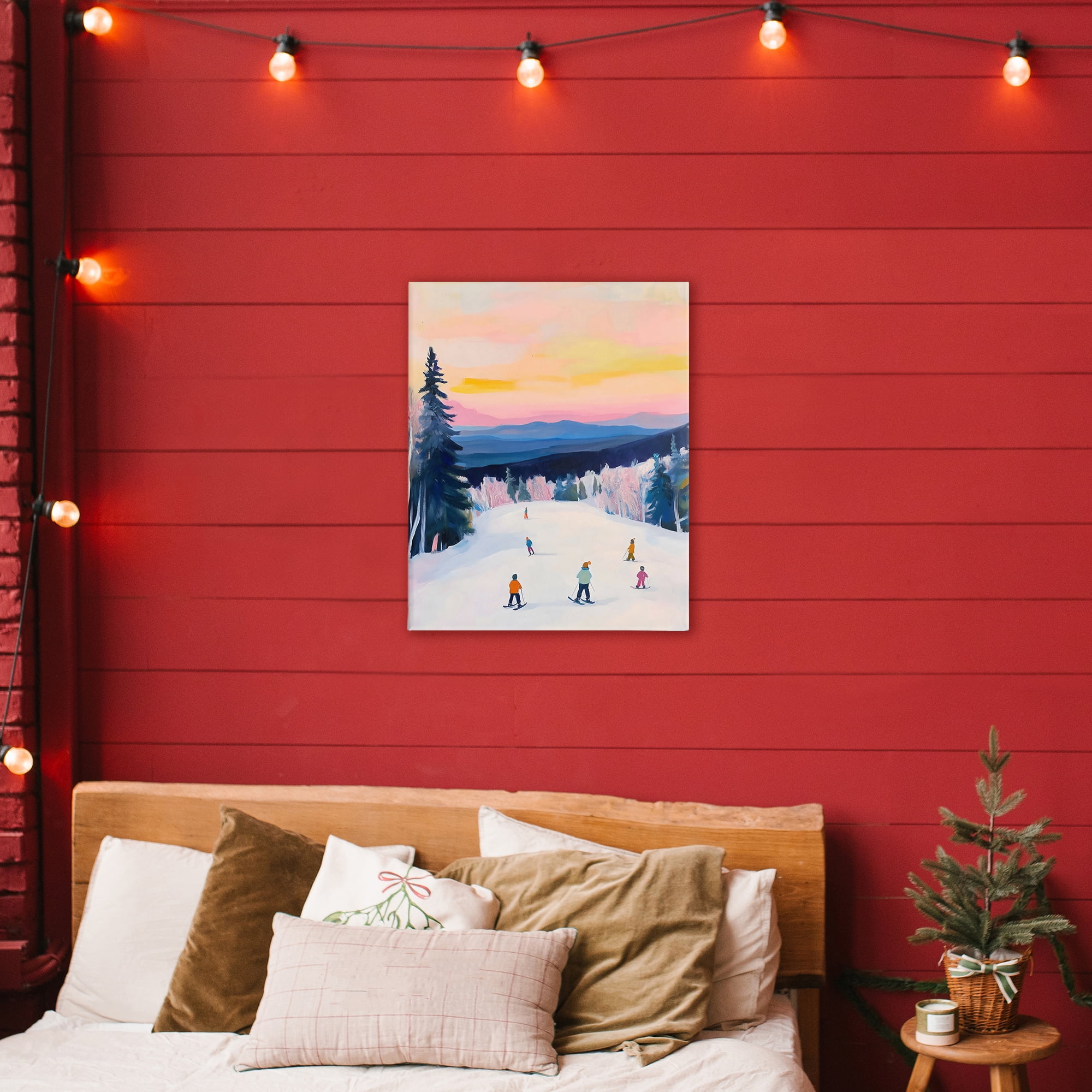 Stupell Industries Snowy Mountain Skiers at Sunset Canvas Wall Art, design by The Prints Vibe