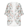 thumbnail image 4 of FAFWYP Women's Floral Print Boho Chiffon Cardigan 3/4 Sleeve Open Front Lightweight Draped Kimono Cardigan Summer Beach Cover Up Casual Blouse Tops, 4 of 5