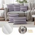 thumbnail image 6 of 2 Pack Outdoor Waterproof Throw Pillows, Purple Gray Minimalist Stripe Art Decorative Square Pillow Case Patio Pillows for Chair Couch Sofa 18x18in, 6 of 9