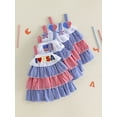 thumbnail image 3 of BemeyourBBs Toddler Baby Girl 4th of July Dress Little Baby Girl Patriot Independence Day Summer Dress Casual Red White Blue Plaid I Love USA Tiered Dress Beach Party Holiday Derss Clothes, 3 of 9
