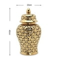 thumbnail image 4 of Porcelain Hollow Ginger Jar with Lid Temple Jar Organizer Office Ornaments Decorative Home Decoration Traditional Elegant Flower Holder Vase , Golden 22cmx42cm, 4 of 4