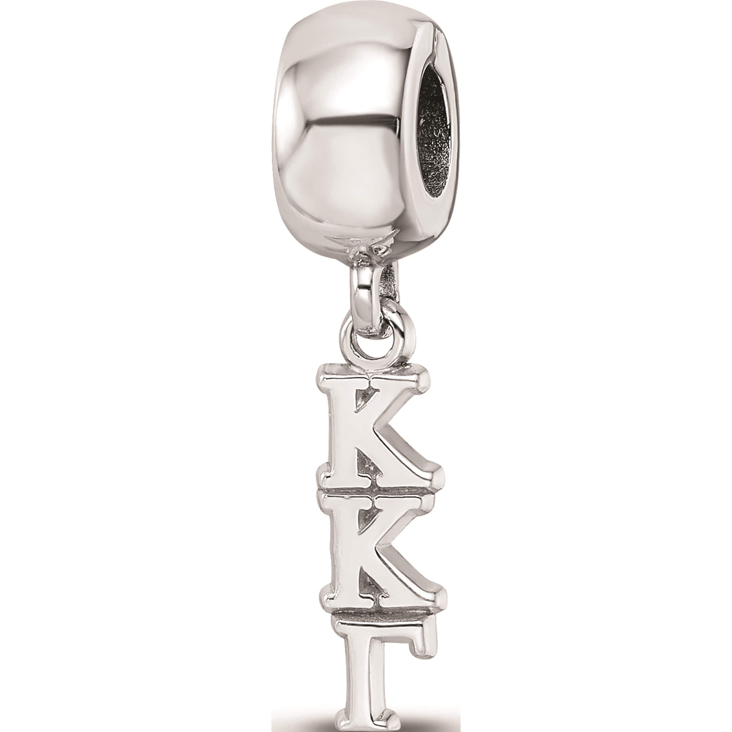 Sterling Silver Rh-Plate Logoart Kappa Gamma Vertical Letter Bead (0.63 X 0.18) Made In United States kkg005bd1-ss