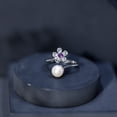 thumbnail image 6 of Freshwater Pearl Floral Ring for Women with Amethyst, Cocktail Ring, 925 Sterling Silver, US 4.00, 6 of 8
