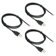 thumbnail image 1 of Unique Bargains 1M/3Ft USB 5V 3A Type-C Pigtail Power Cable, 3Pcs 22AWG USB Plug to 2 Pin Wire Open End Connector Plug, Black, 1 of 5
