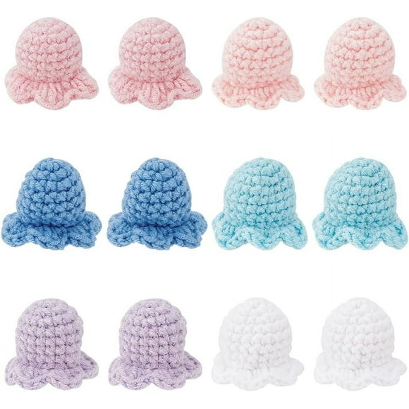 12 Pcs 6 Colors Crochet Knitted Lily of The Valley Flowers - Multi-Colored Orchid Flowers for Keychain Bag Costume Ornament Accessories