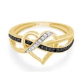 thumbnail image 3 of Round Cut Black & White Natural Diamond Swirled Heart Engagement Ring In 14K Yellow Gold Plated 925 Sterling Silver (Color: I-J, Clarity: I2-I3, 0.01 Cttw) -5, 3 of 8