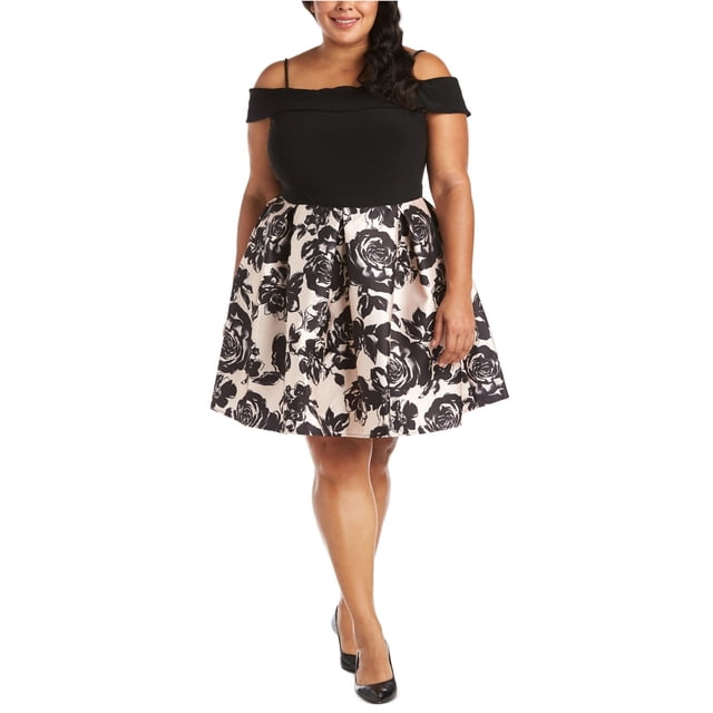 Morgan & Co. Womens Trendy Fit & Flare Dress black 14W