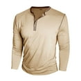 thumbnail image 4 of KHONTS Men's Henley Long Sleeve Shirts Casual Button T-Shirt Classic Basic Cotton Lightweight Stylish Pullover Tees Beige XXXL, 4 of 7
