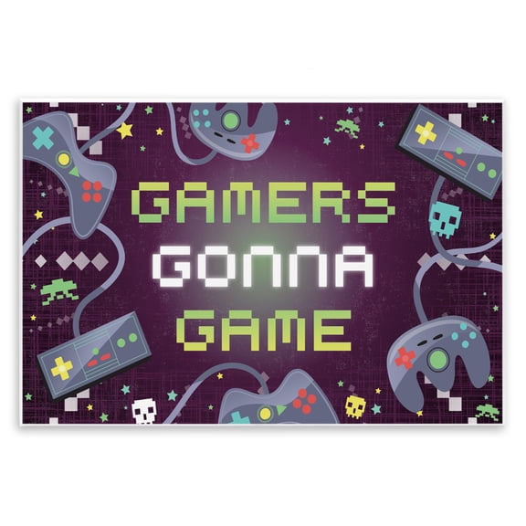Stupell Industries Contemporary Gamers Gonna Game Controllers Wall Plaque Art, 15 x 10, by Arrolynn Weiderhold