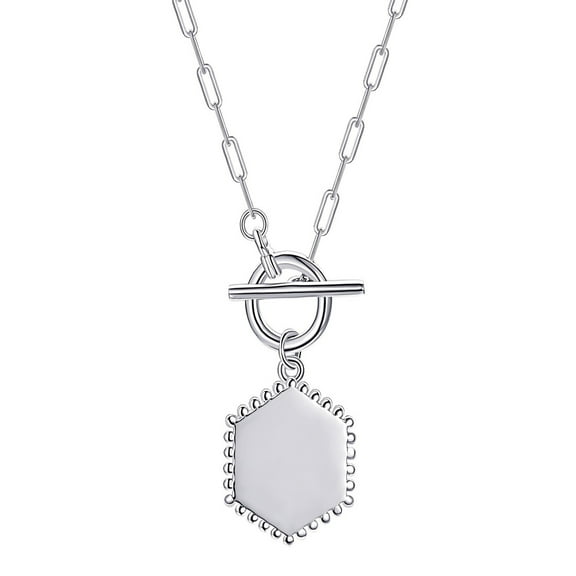 Planet Pure Women's Medallion Toggle Necklace in Recycled Sterling Silver with 18" Chain