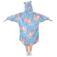 thumbnail image 2 of Wearable Blanket with Sleeves and Pocket Oversized Hooded Sweatshirt 3-14 YR Cartoon Shrimps Pattern S, 2 of 7