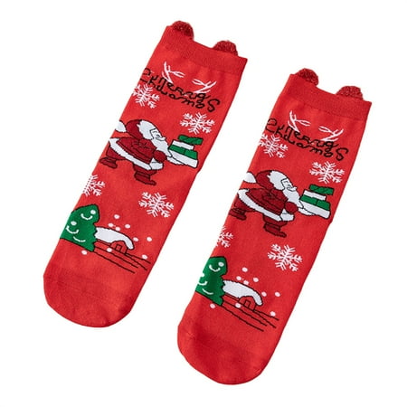 

Women s Christmas Elastic Socks Casual Knitting Christmas Pattern Cartoon 3D Ear Middle Tube Socks Knitting Wear