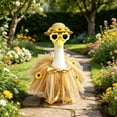 thumbnail image 4 of Cififendec Porch Goose Outfit, 23" Goose Figurine Costume with Sunflower Tutu Dress, Straw Hat and Sunglasses for Outdoor Yard Garden Summer Decor, 4 of 5