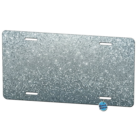 Silver Faux Glitter Background Metal Novelty License Plate