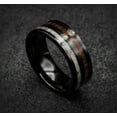 thumbnail image 3 of Wedding Ring Men Women 8mm Black Tungsten Wedding Band w/ Duo Antler & Wood, 3 of 4