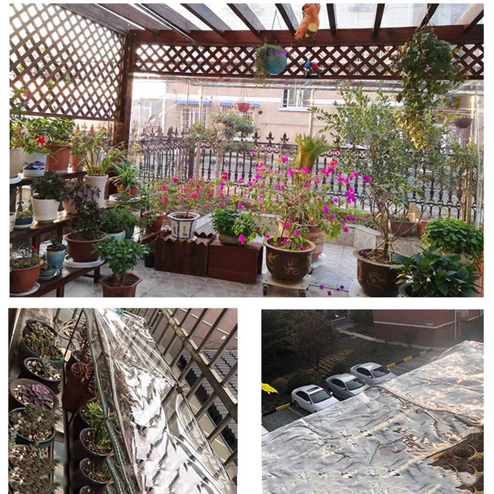 LiveGo Outdoor Clear Tarp Curtain Transparent Vinyl Tarp with Grommets & Rope - Water, Tear, and Cold Weather Resistant for Plants Greenhouse Pergola Garden Patio