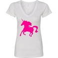 thumbnail image 3 of Inktastic Pink Unicorn Women's V-Neck T-Shirt, 3 of 5