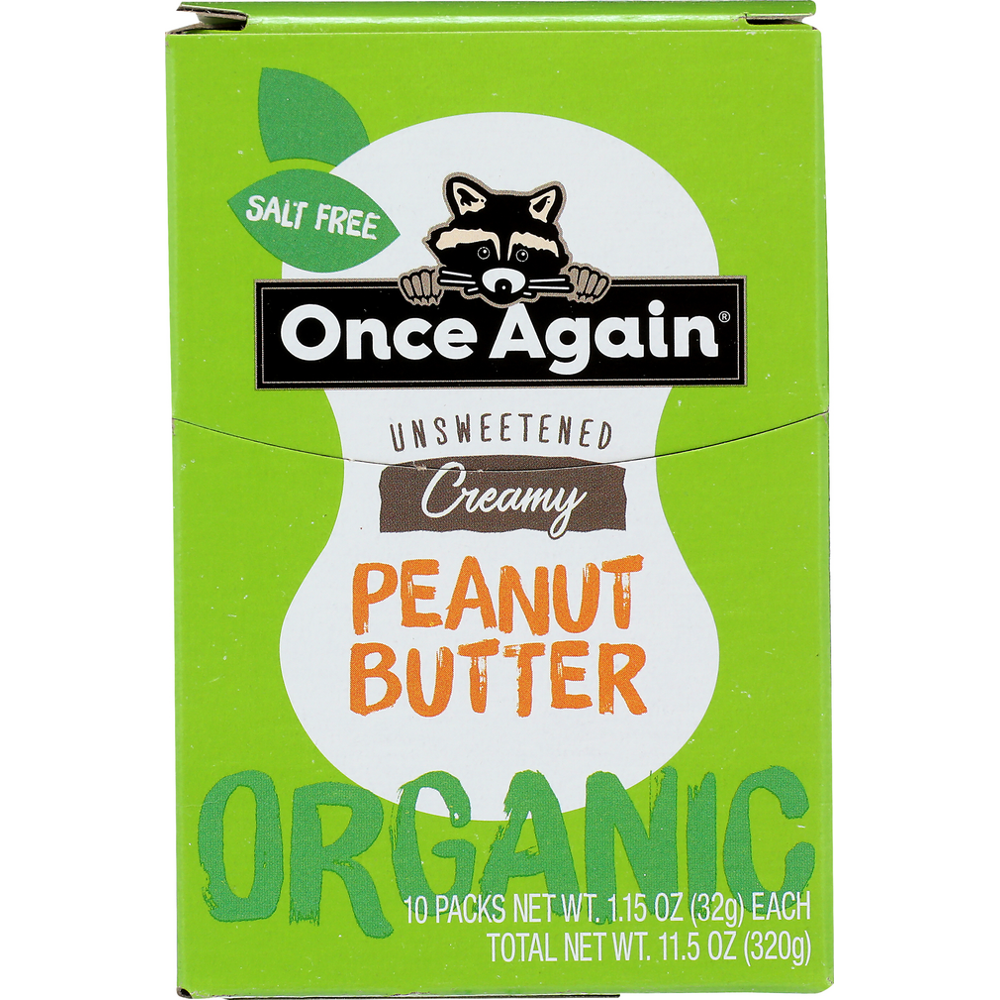 Once Again Organic 10 Pack Unsweetened Creamy Peanut Butter 10 ea