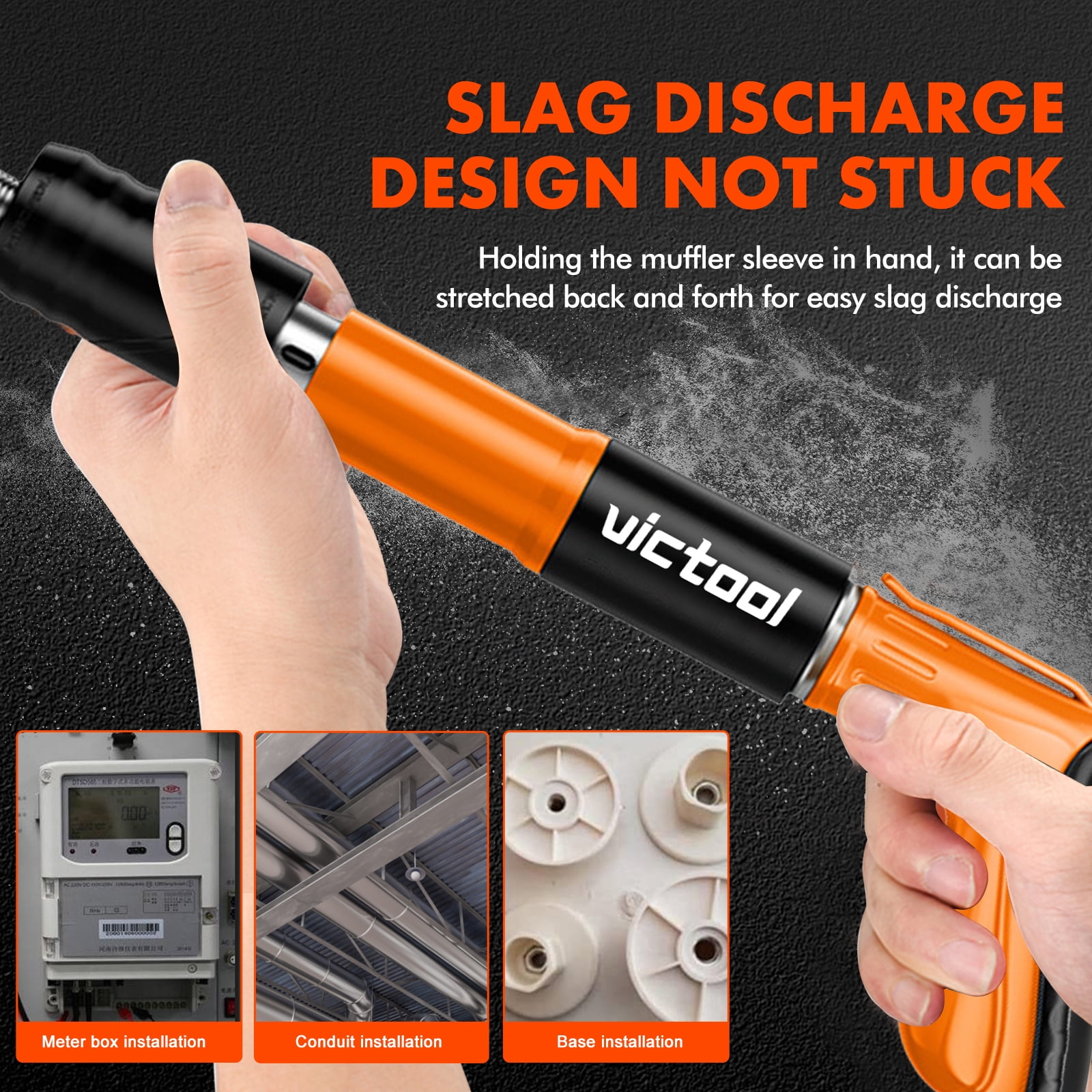 Victool Mini Manual Nail Gun Steel Rivet Tool Concrete Wall Anchor Line Slotting Device Fastening Tool