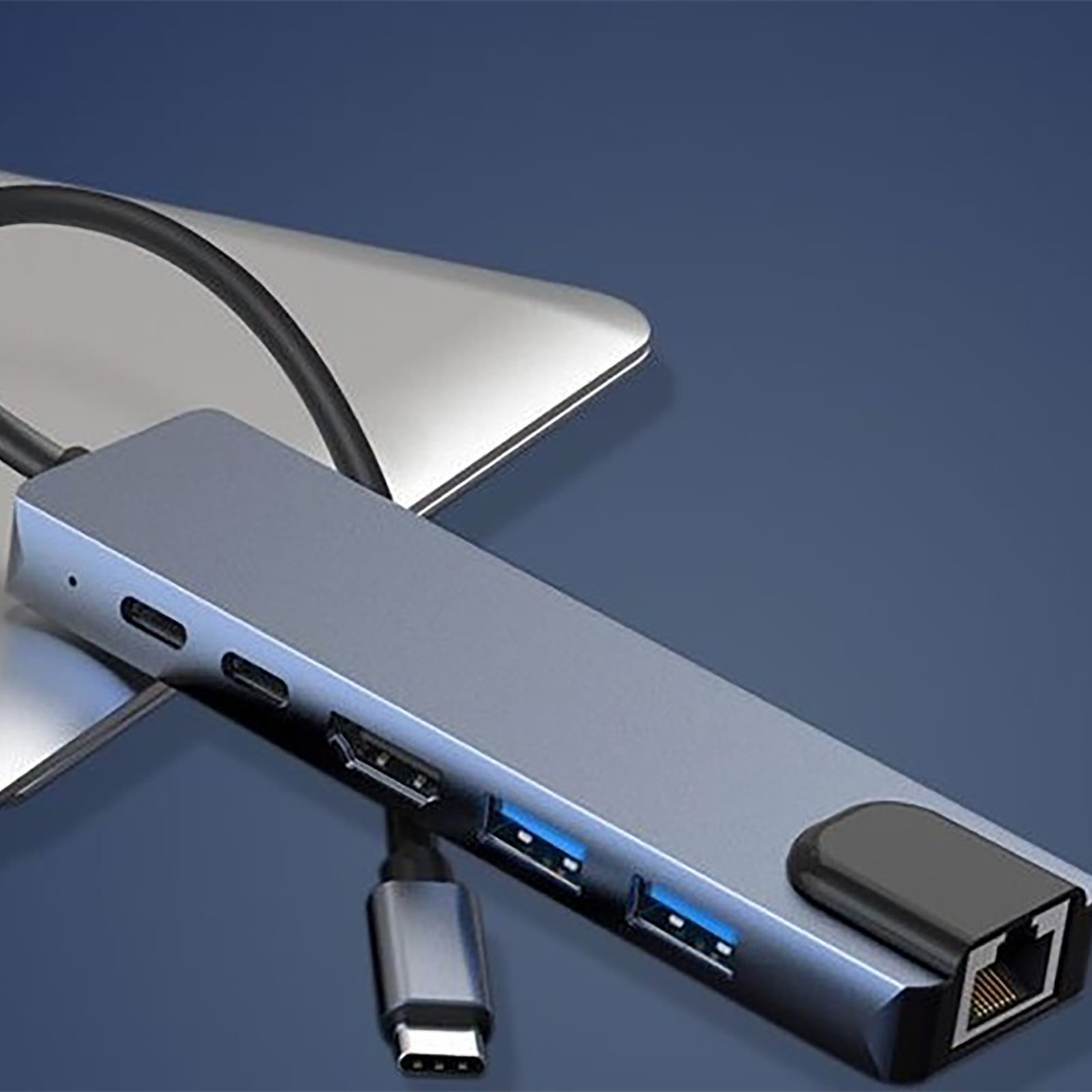 Adapter 6 in 1 USB C Hub Docking Station for Laptop - Expand Connectivity with Versatile USB C Multiport Adapter