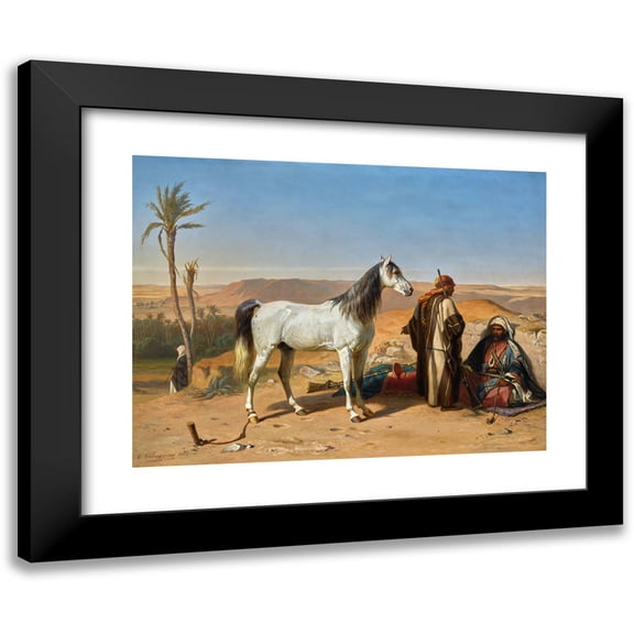 Charles Tschaggeny 14x12 Black Modern Framed Museum Art Print Titled - An Arabian in the Desert (1858)