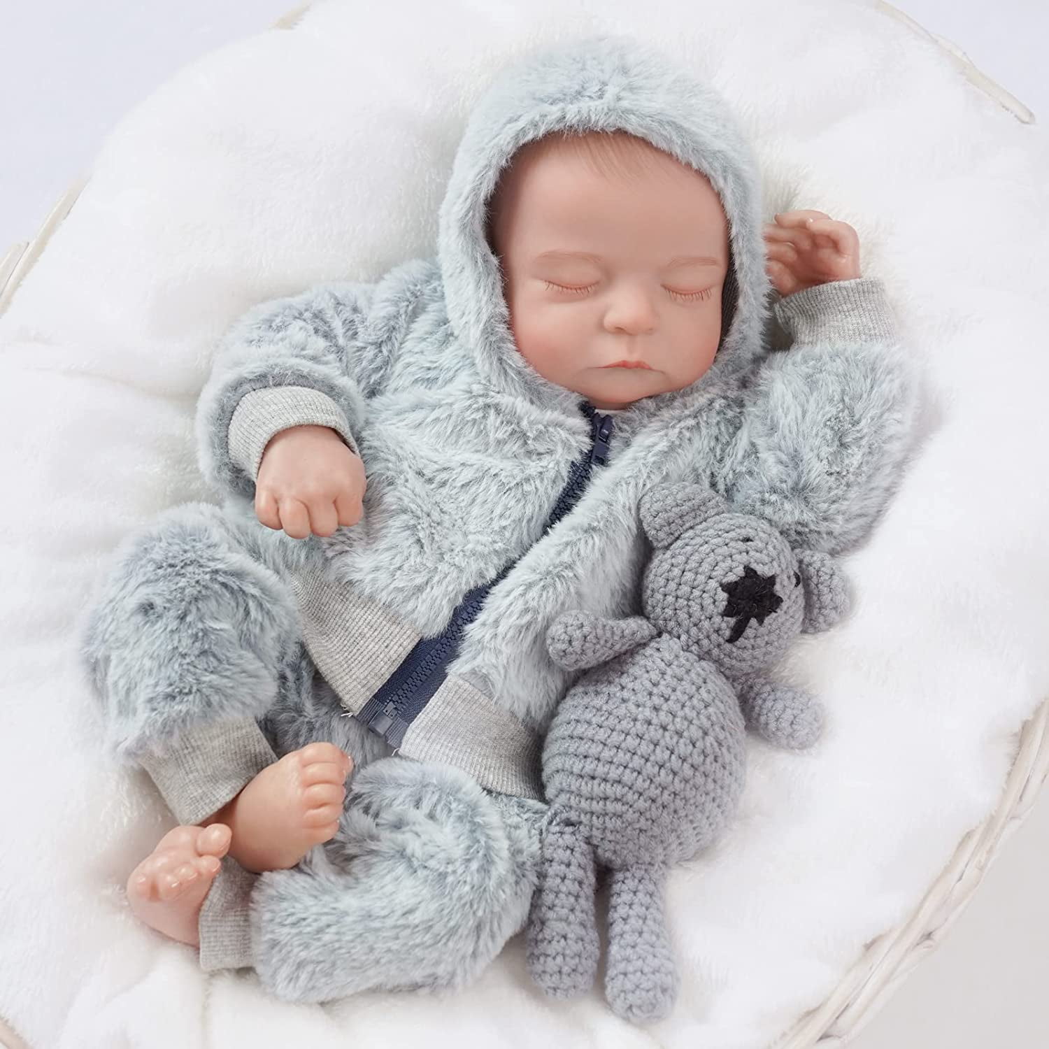 FOCKOF Realistic Reborn Baby Dolls Reborn Baby Boy-17-Inch Lifelike Newborn  Baby Dolls Vinyl Full Body Realistic Baby Doll Real Baby Doll Gift for