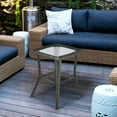 thumbnail image 3 of Outdoor Wicker Side Table, Rattan End Table with Glass Top, Patio Coffee Bistro Table for Indoor Garden Porch Balcony, Grey, 3 of 7