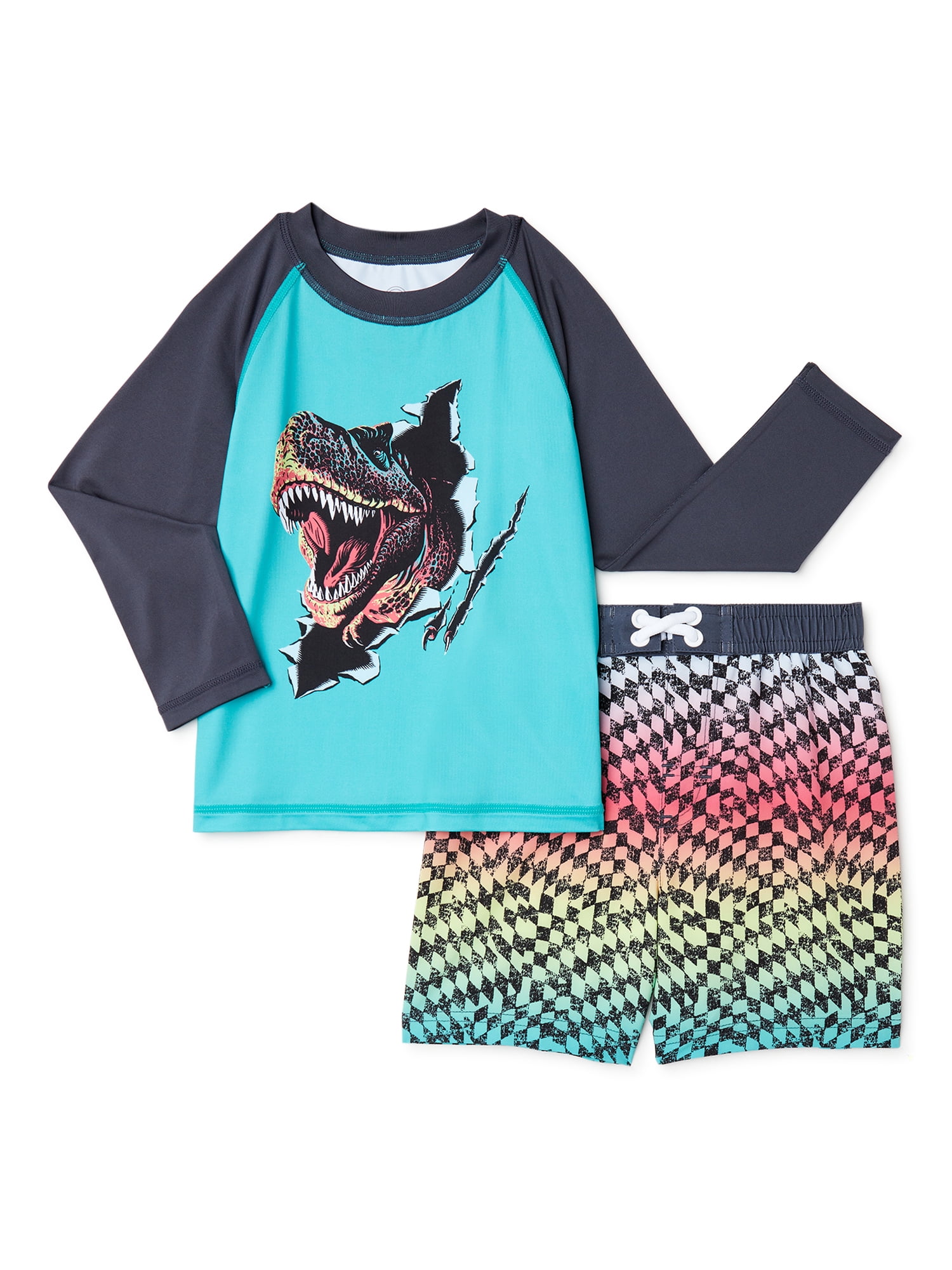 Wonder Nation Toddler Boy Long Sleeve Rashguard Swim Set, Sizes 12M5T