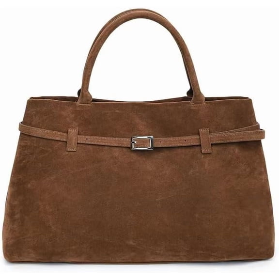 SPEKSEE Faux Suede Tote Bags for Women - Large Suede Vintage Shoulder Satchel Bag Bucket Handbag Slouchy Hobo Bags
