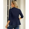 thumbnail image 4 of Womens Casual Blazer 3/4 Sleeve Open Front Ruffle Work Office Cardigan Suit Jacket, 4 of 5