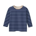 thumbnail image 3 of LTTVQM Three Quarter Sleeve Tops for Girls Size 10-11 Winter Fashion Striped Graphic Casual T Shirts Comfy Round Neck Blouse Tween Girls Clothes Navy 10-11 Years, 3 of 4
