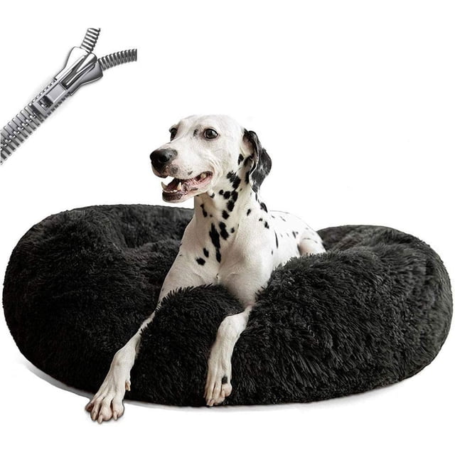 Cama redonda tranquila para perros con abrazo de rosquilla, cama redonda lavable para mascotas