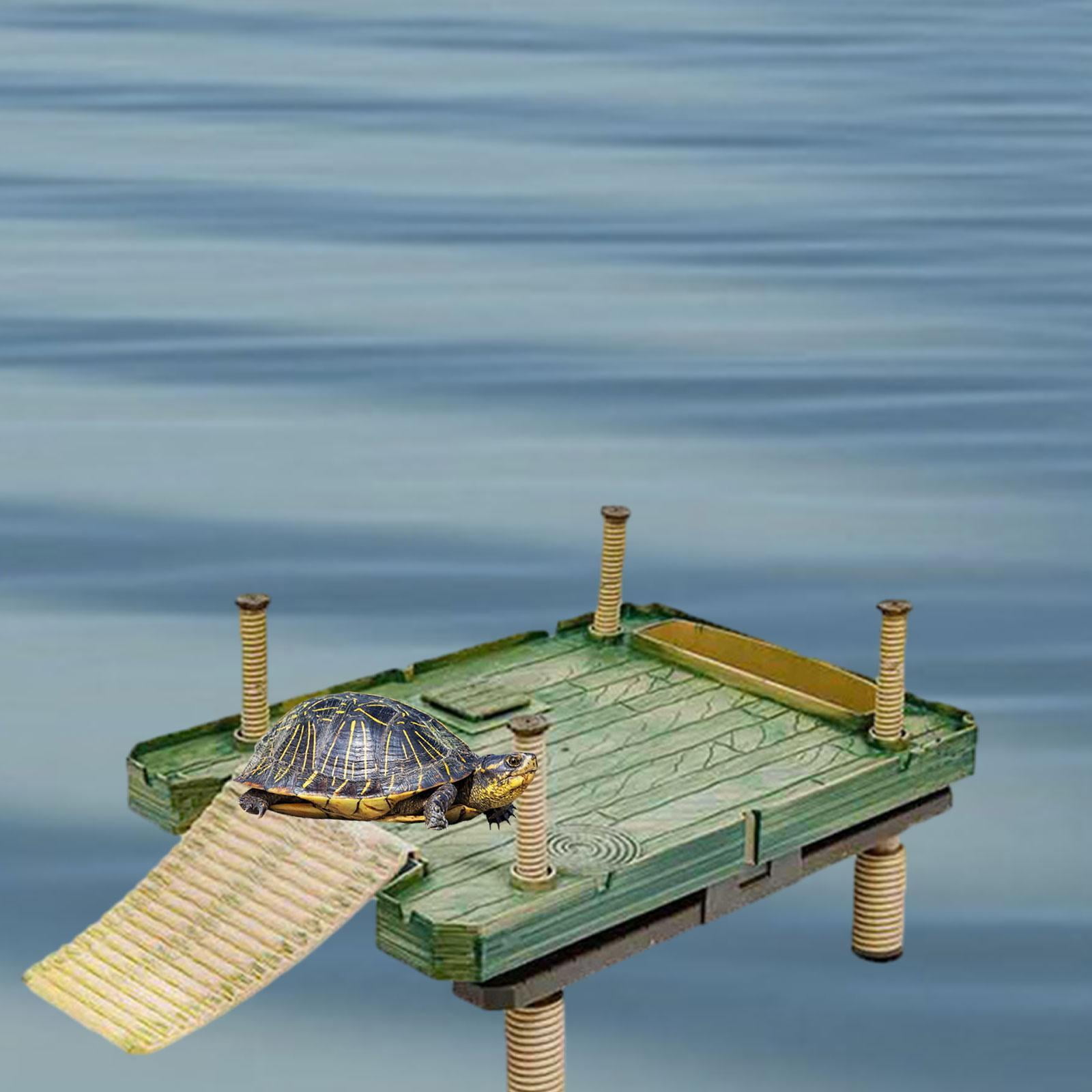 oshhni Turtle Ramp Turtle Resting Reptile Hide Cave Hideouts Turtle Resting Basking for Newts Semi Aquatic Animals 40.5x27.5cm
