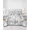 thumbnail image 2 of Quilts Full Size Bedding Set, Black White Botanical Lightweight Quilted Comforter, Vintage Floral Plants Branch Soft Reversible Bedspread Coverlet with Pillow Covers for All Season, 78" x 90", 2 of 7