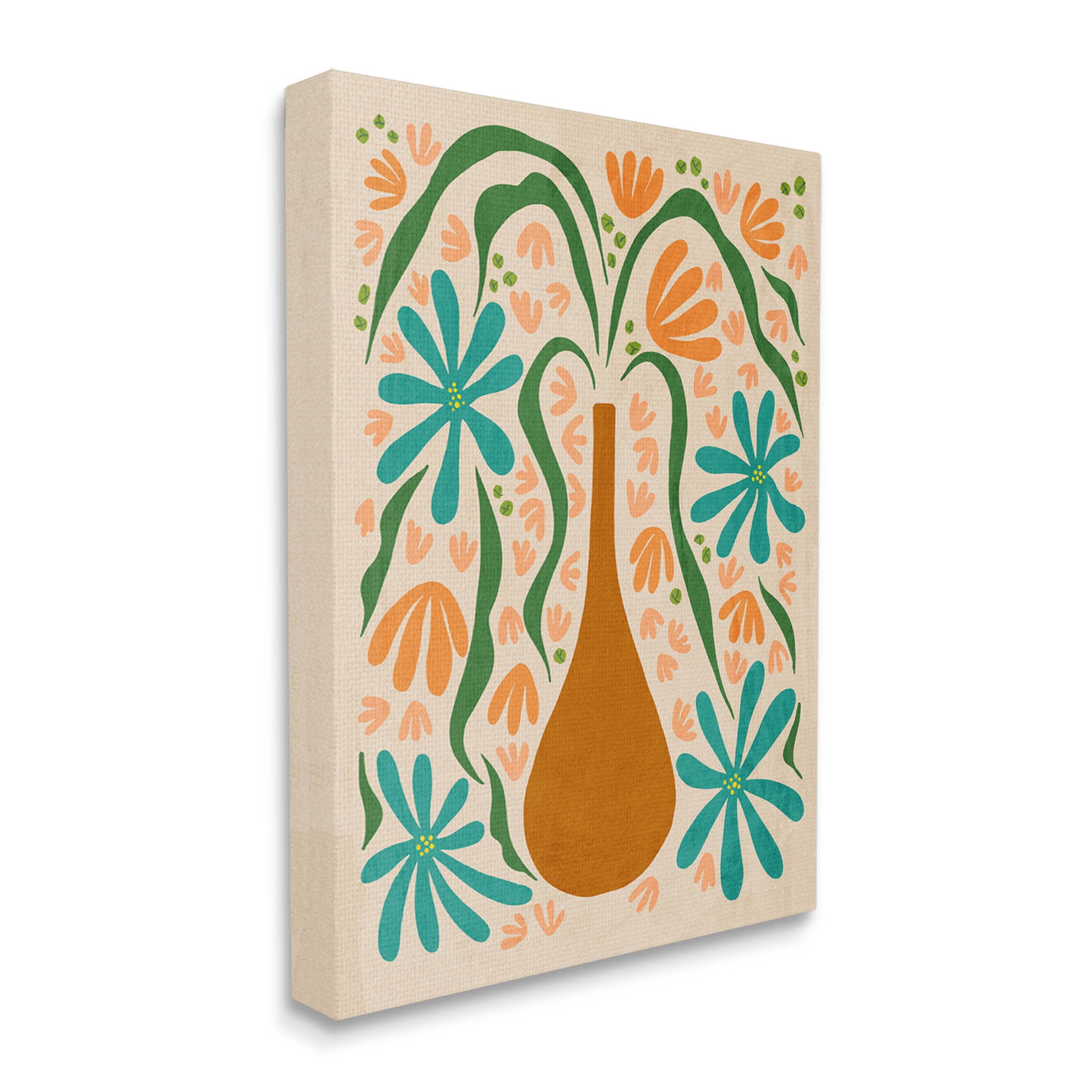 Stupell Industries Retro Floral Shapes Vase Graphic Art Gallery Wrapped Canvas Print Wall Art, Design by Ziwei Li