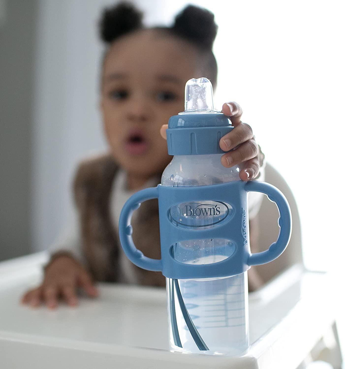 Dr. Brown’s® Milestones™ Narrow Sippy Bottle with Silicone Handles Blue 2 pack
