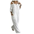 thumbnail image 4 of Edvintorg Denim Jumpsuit for Women Plus Size Adjustable Straps Long Sleeve Loose Casual Jean Jumpsuits Women's Clothes S-3XL White, 4 of 8