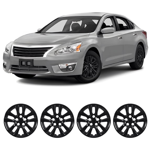 16 inch Hubcaps for 2013-2018 Nissan Altima Sedan, Snap-On Black Lacquer Design 16 inch Steel Wheel Cover(4 Pack)