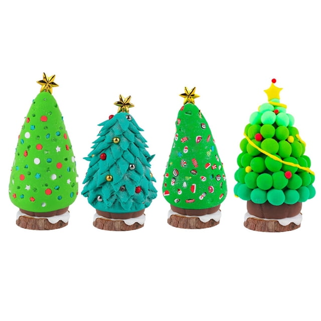 RKSTN Christmas DIY Kits Dry Clays for Kids Christmas Tree Set Christmas Modelling Clays Drying Christmas Kid DIY Christmas Tree Kit Activities Christmas Tree Christmas Gifts