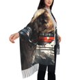 thumbnail image 5 of Cauagu Urban Bear With Headphones Print Women Wrap Shawl tassels Scarves Retro Scarf 77.6"X28.3", 5 of 8