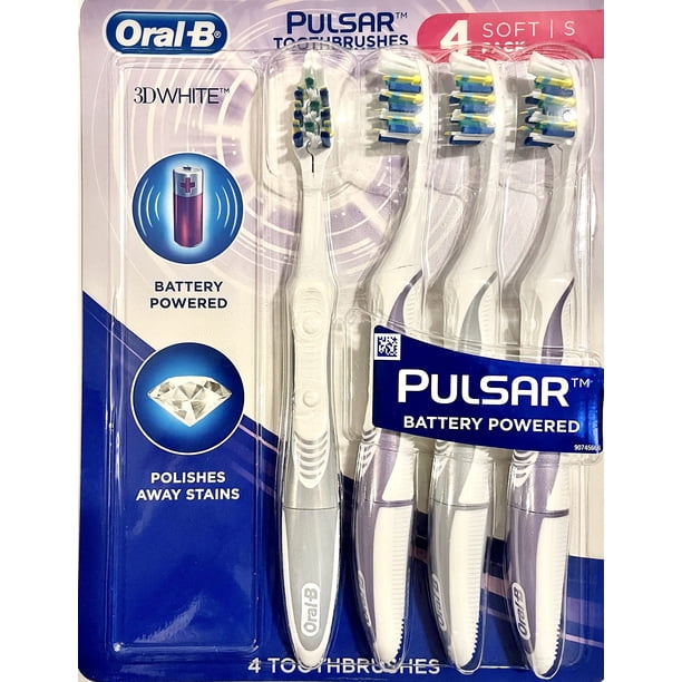 Cepillo de dientes Oral-B 3D White Luxe Pulsar a pilas, paquete de 4