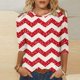 thumbnail image 1 of Fiudx Ofertas Relámpago Blusa Suelta Estampada con Cuello Redondo y Manga 3/4 para Mujer, 1 of 5