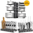 thumbnail image 1 of Support de Pot, 2 Méthodes Diy Support de Pot en Acier Inoxydable Rangement de Cuisine avec 8 Compartiments Réglables Parfait pour Ustensiles Casseroles, Pots, Couvercles, 1 of 5